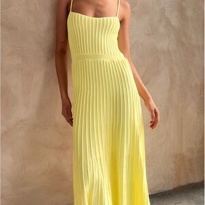 Commense Yellow Pleated Maxi Dress